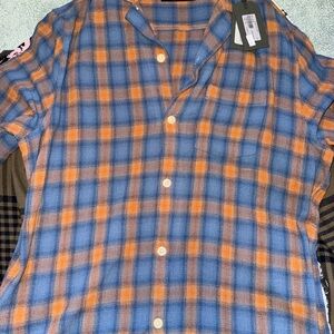 All Saints Blue and Orange Checkered Shirt